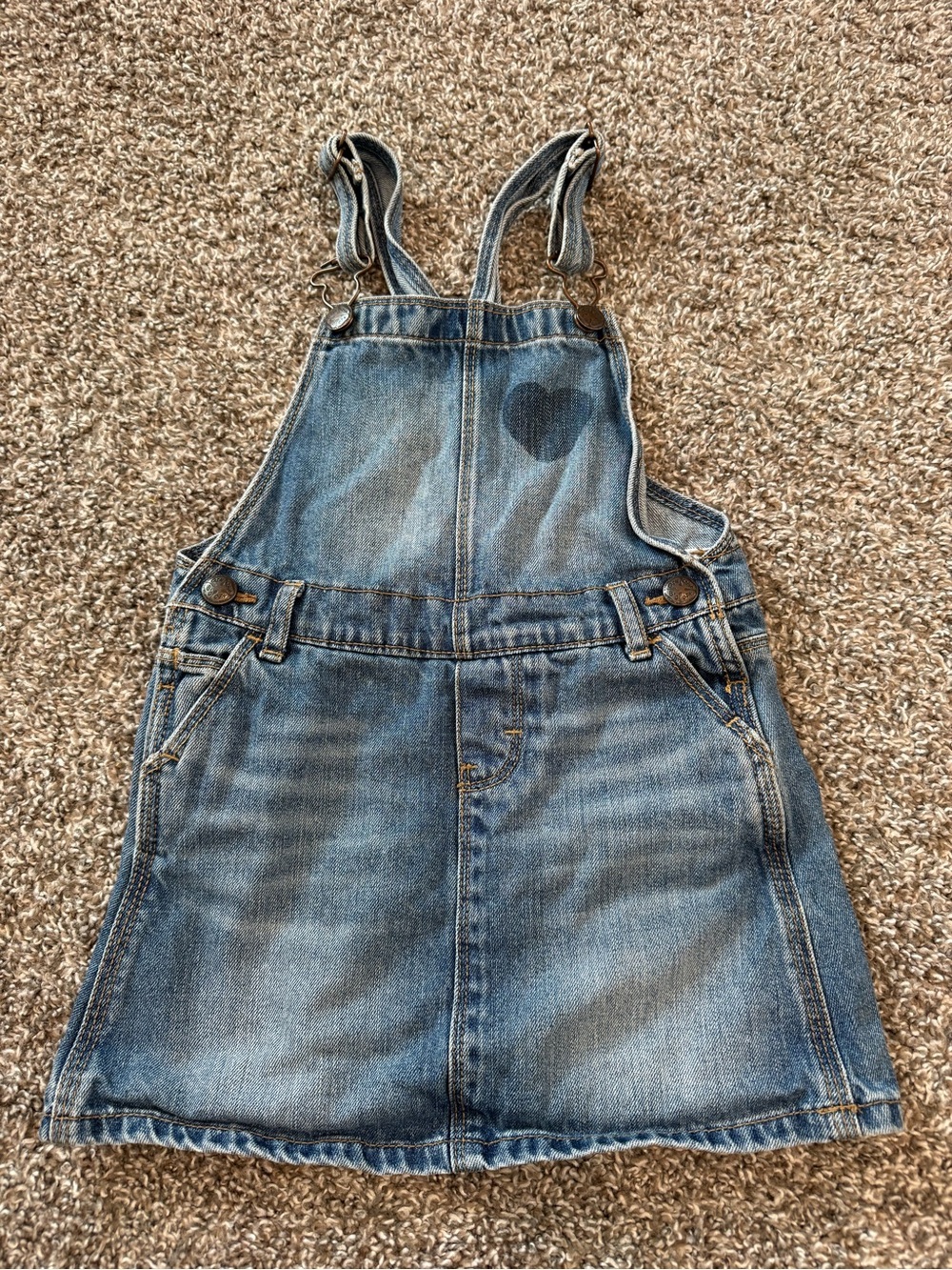 OshKosh Girls 5T Blue Denim Jumper Overall Vestbak Skirt Dress